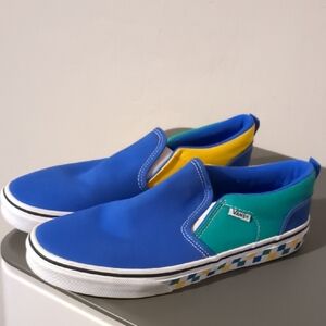 Vans Kids Colorful Slip-On Sneakers - Blue, Green, Yellow